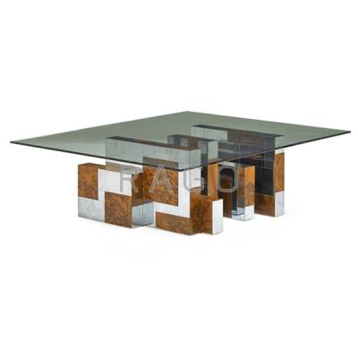 Appraisal: PAUL EVANS - DIRECTIONAL Coffee table USA s Chromed steel