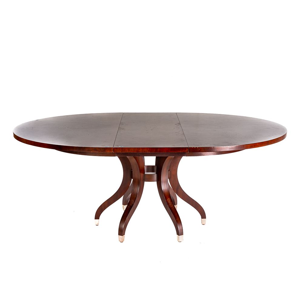 Appraisal: Ethan Allen Ashcroft Mahogany Dining Table Round twelve- piece swirled