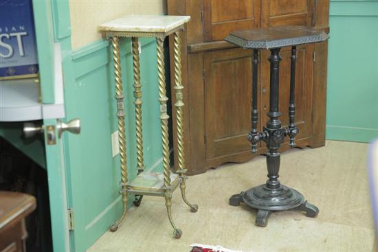 Appraisal: TWO FERN STANDS Black painted stand with incised top turned