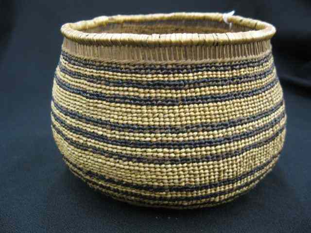 Appraisal: Antique Indian Basket banded design openwork rim '' diameter ''