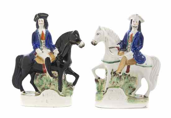 Appraisal: Two Staffordshire Equestrian Figures each depicting a gentleman on horseback