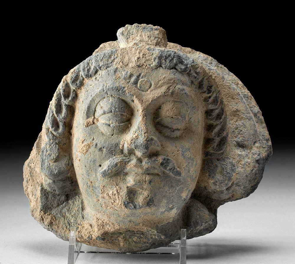 Appraisal: Gandharan Carved Schist Buddha Head Relief Central Asia Pakistan Afghanistan