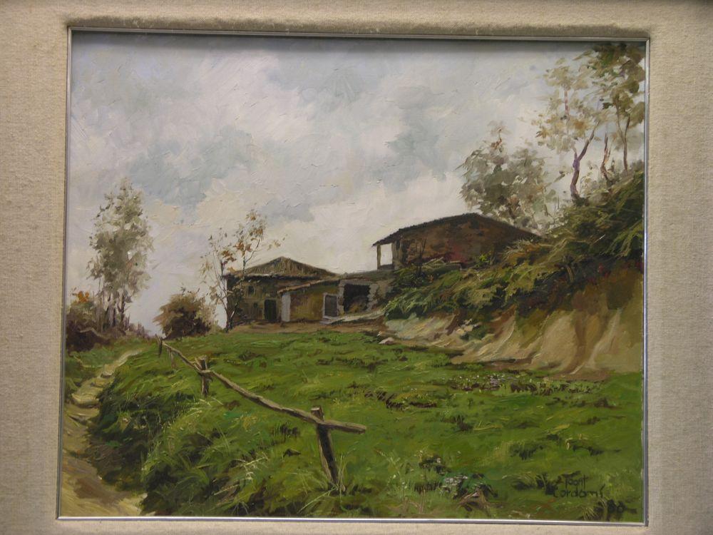 Appraisal: An oil on canvas farm buildings indistinctly signed x in