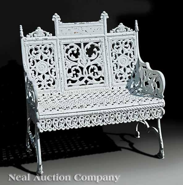 Appraisal: A Cast Iron Garden Settee stamped May Peter Timmes Son