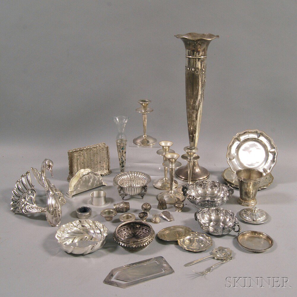 Appraisal: Large Group of Silver Tableware including a large weighted sterling