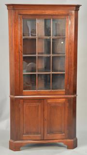 Appraisal: Custom mahogany corner china cabinet ht in wd in dp