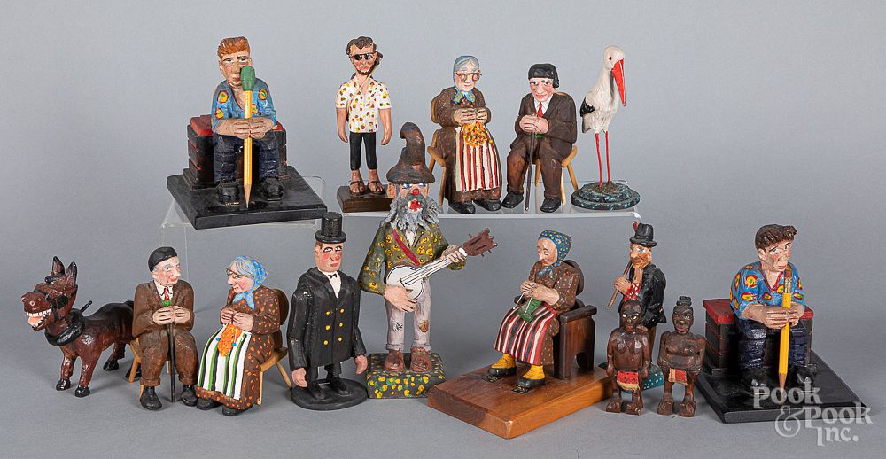 Appraisal: Group of Fred Faber carved and painted figures Group of