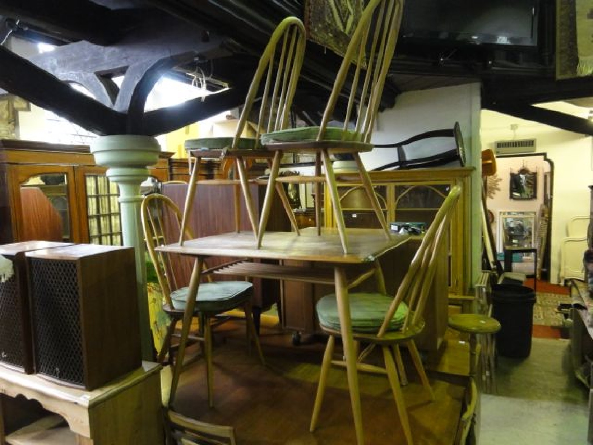 Appraisal: A vintage Ercol elm and beechwood kitchen table of rectangular