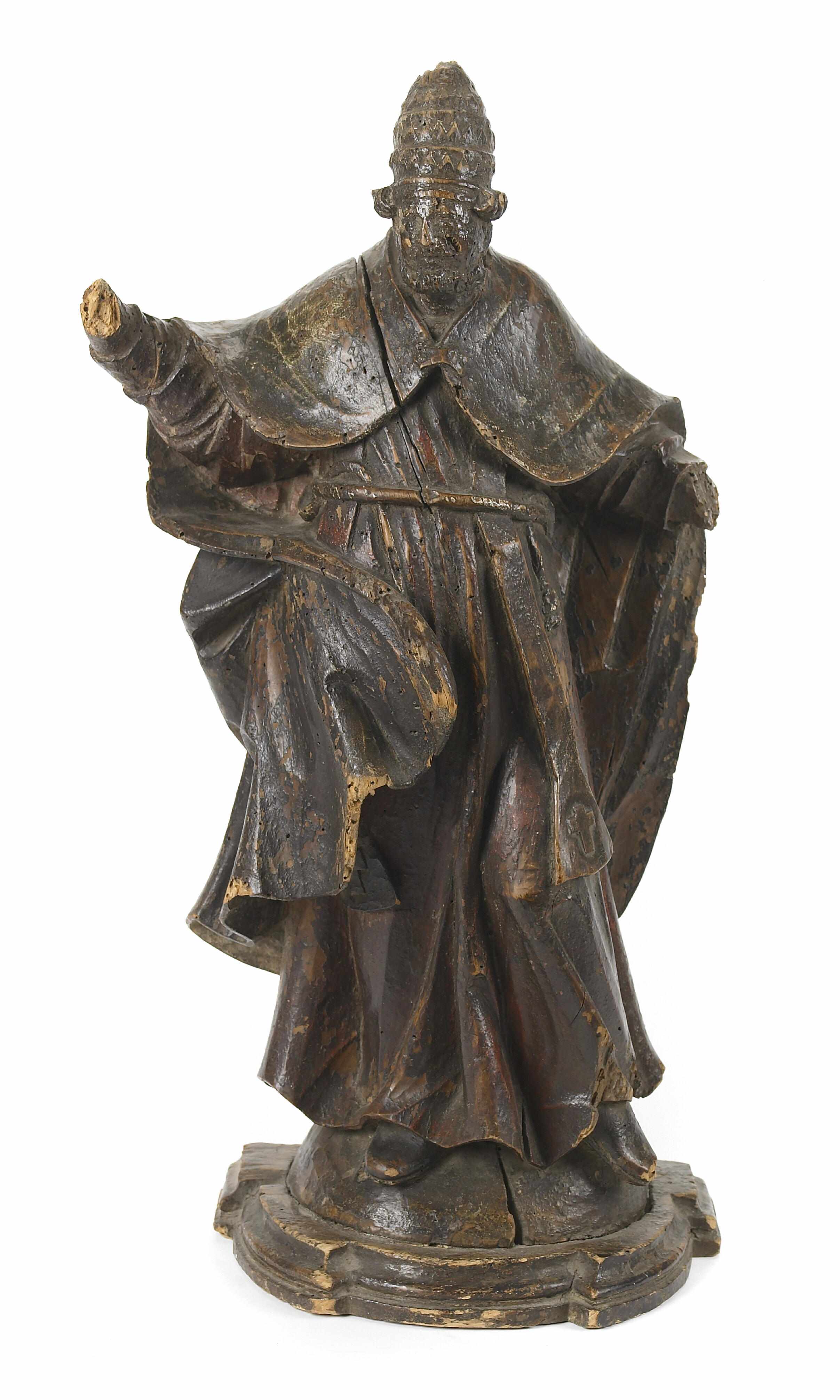 Appraisal: A Continetal Baroque carved wood figure of a bishop height