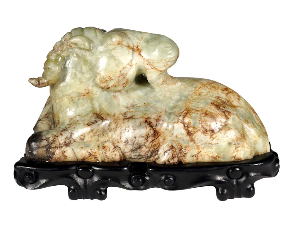 Appraisal: CHINESE LARGE JADEITE WATER BUFFALO ON PLINTHHand carved monumental Jadeite