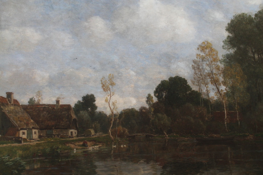 Appraisal: Gilbert Von Canal - Cottages and a figure with ducks