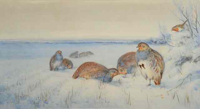 Appraisal: Henry Stannard British - Partridges in a snowy field signed