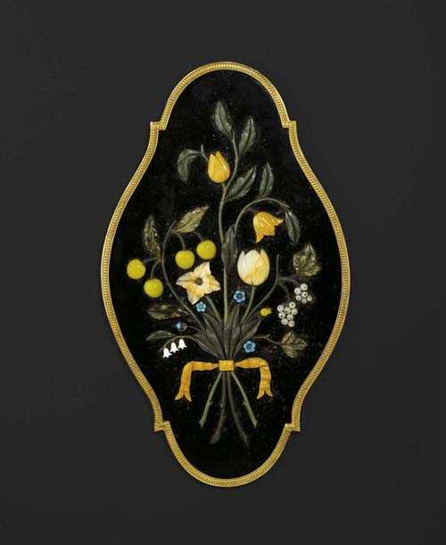 Appraisal: PIETRA DURA TOP Restauration Italy circa Black stone and various