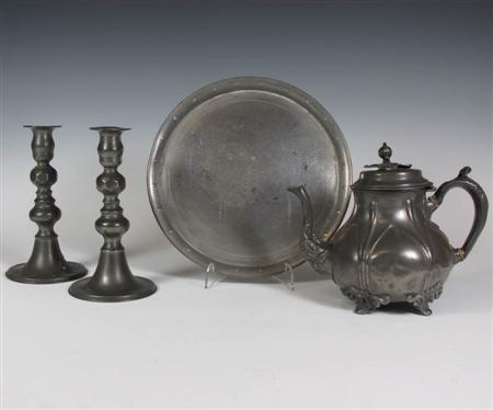 Appraisal: A small group of pewter wares with various marks comprising