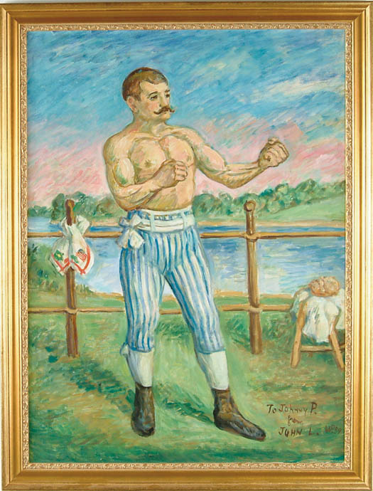 Appraisal: WALDO PEIRCE American - JOHN L SULLIVAN Oil on canvas