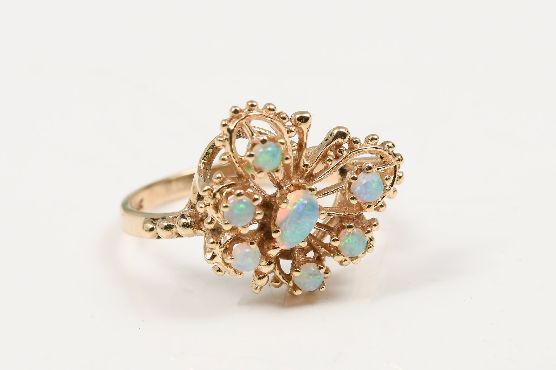 Appraisal: K OPAL BUTTERFLY RING K yellow gold ring contains round