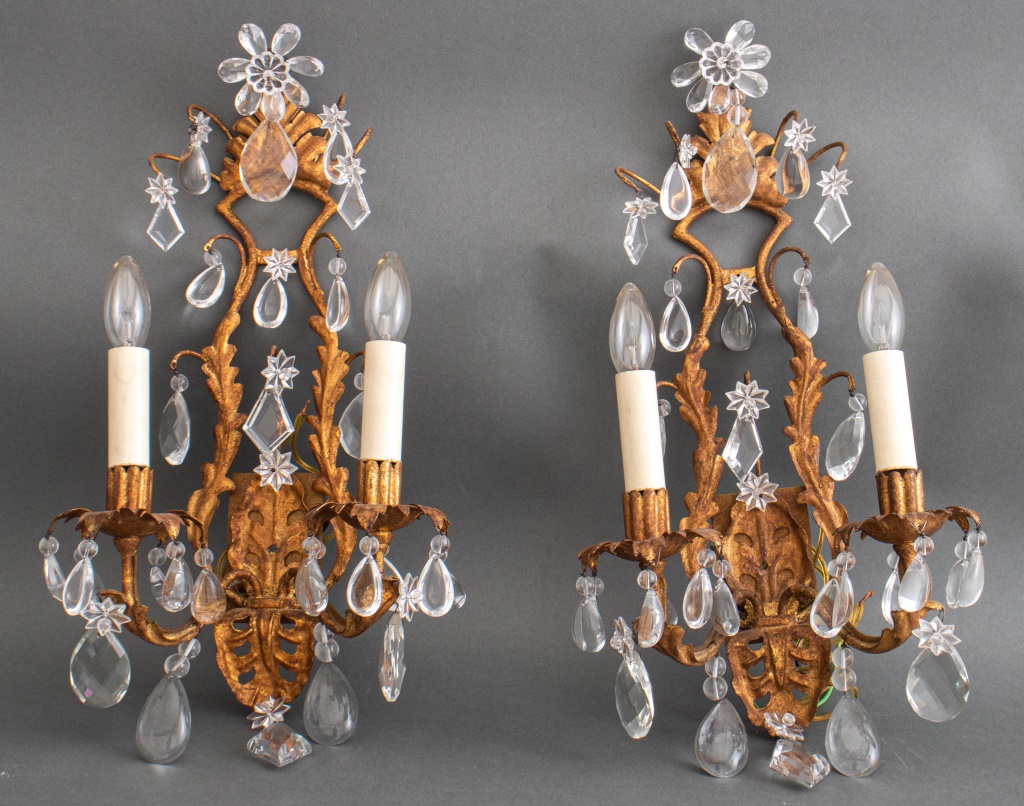 Appraisal: HOLLYWOOD REGENCY ITALIAN ROCOCO -LIGHT SCONCES Hollywood Regency Italian Rococo