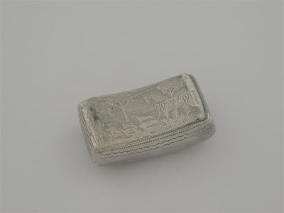 Appraisal: A George III engraved snuff box curved to fit the