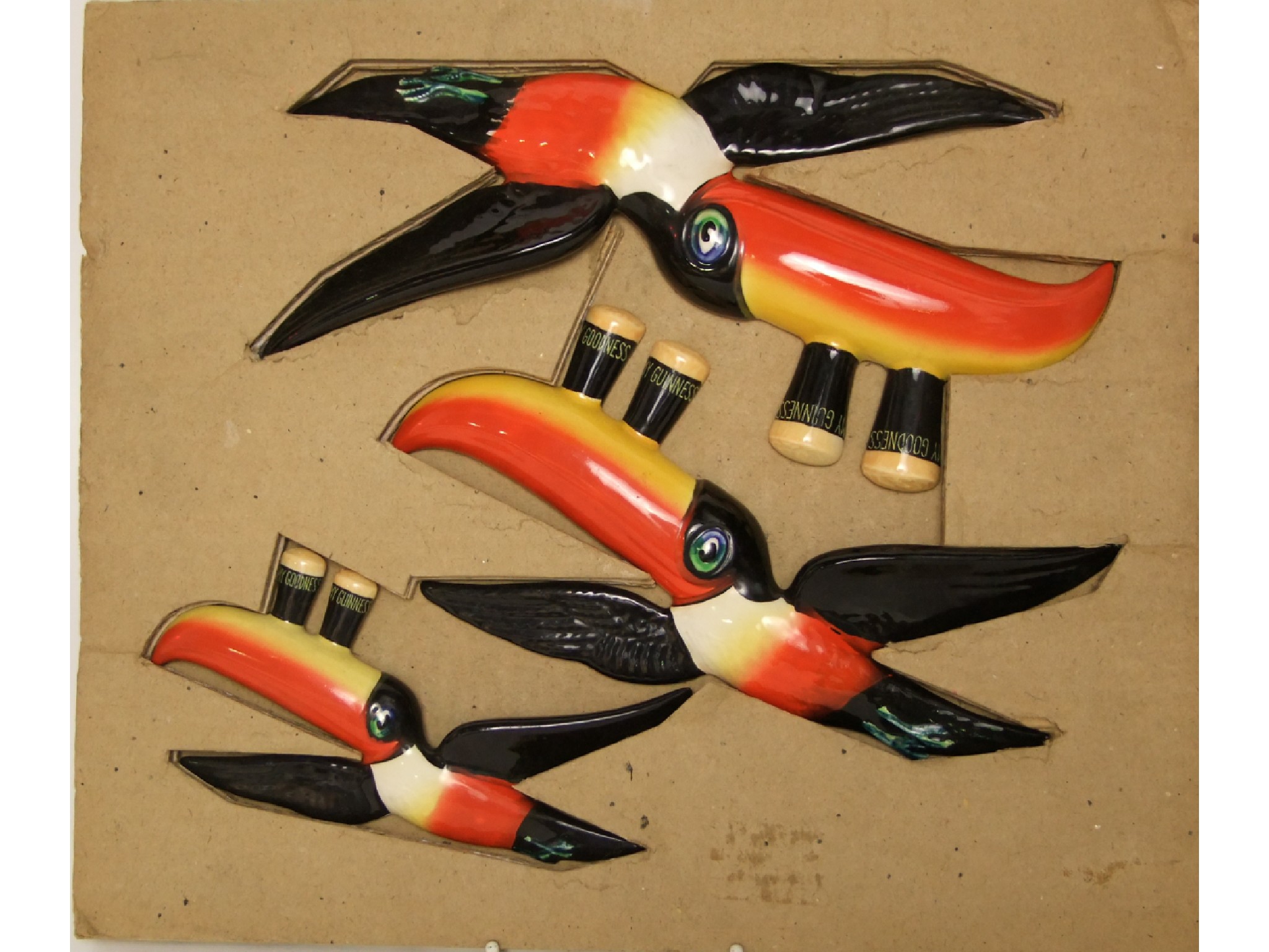 Appraisal: A set of three Carltonware graduated flying Guinness toucan wall