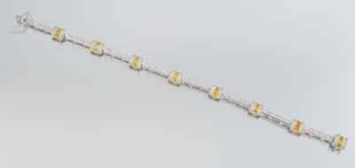 Appraisal: A Ladies' k White Gold Diamond and Citrine Bracelet k