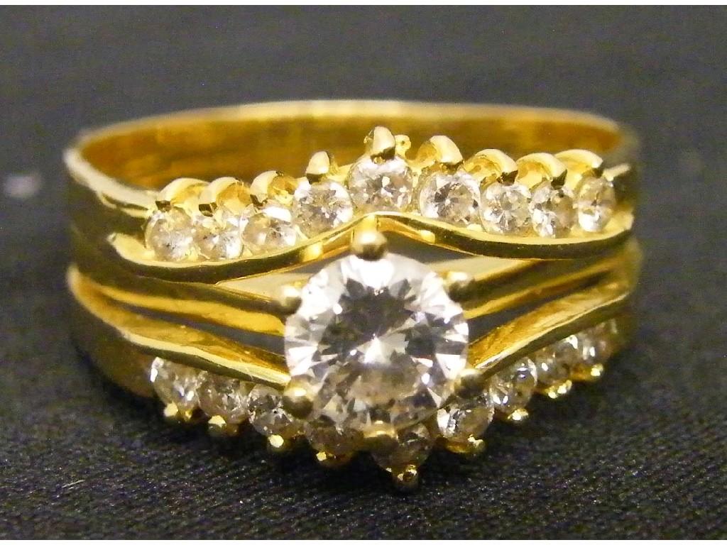 Appraisal: Unusual yellow gold and diamond interchangeable lady's dress ring with