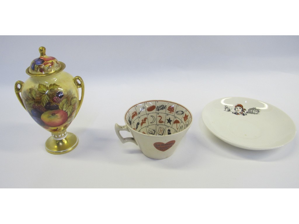 Appraisal: The Romany Fortune Telling tea cup and an Aynsley fruit