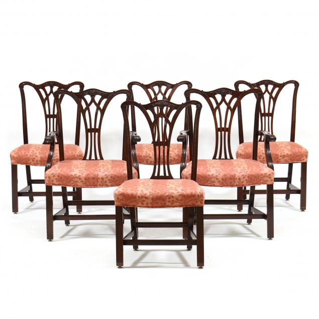 Appraisal: SET OF SIX CHIPPENDALE STYLE MAHOGANY DINING CHAIRS Mid th