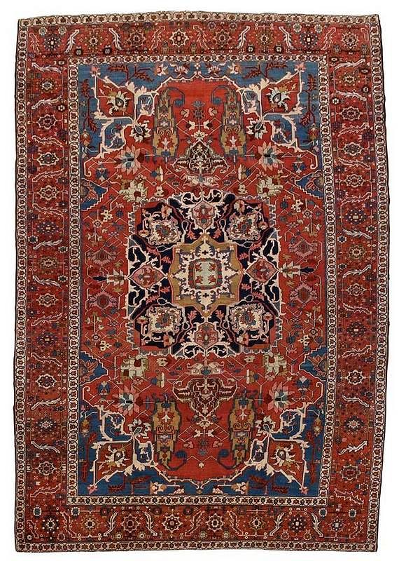 Appraisal: Serapi Carpet Persian early th century large blue central medallion