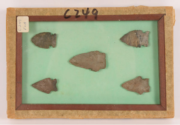 Appraisal: Three frames of total arrowheads C three arrowheads from an