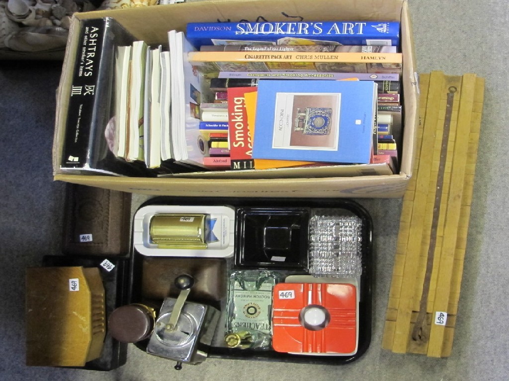 Appraisal: Various books on smoking related antiques and a tray of