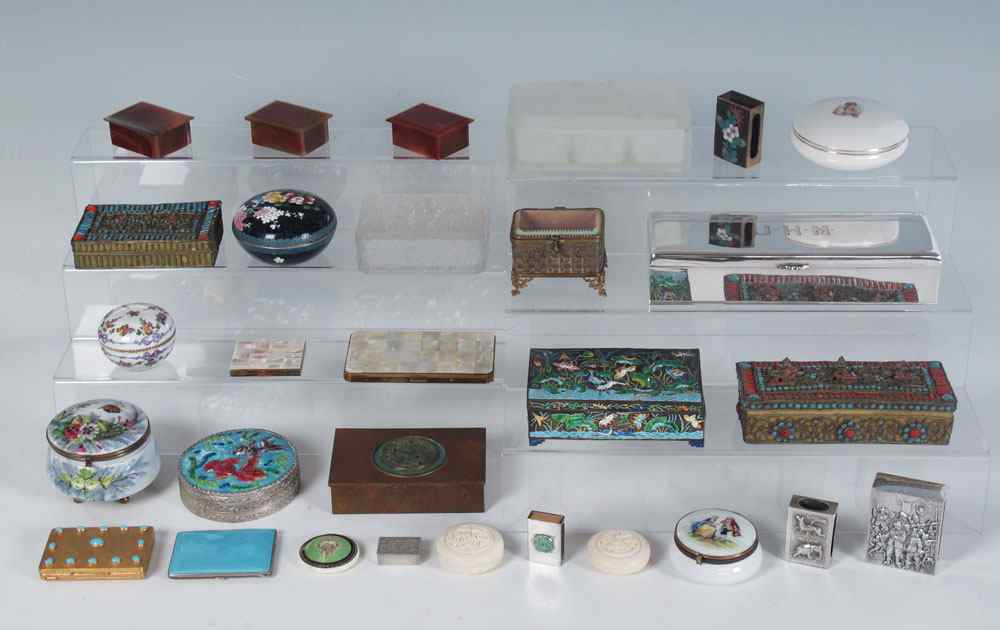 Appraisal: A GOOD ESTATE COLLECTION OF TRINKET BOXES Approx pieces hinged