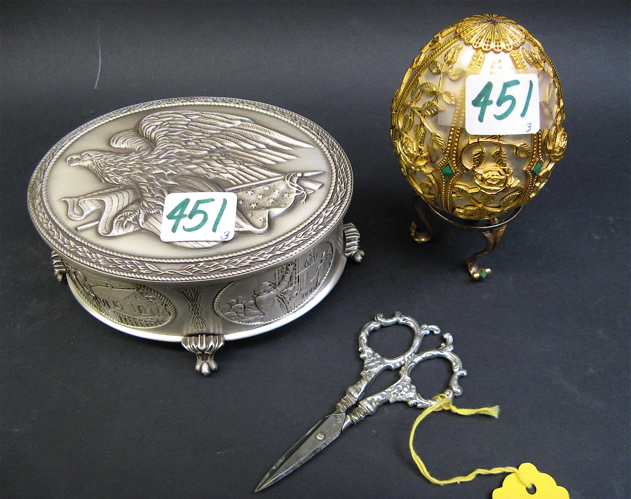 Appraisal: THREE SILVER AND GILT ACCESSORIES One is a Sterling Silver