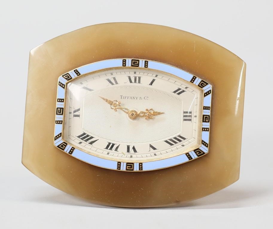 Appraisal: Art Deco Tiffany and Company clock Blue and gold enamel