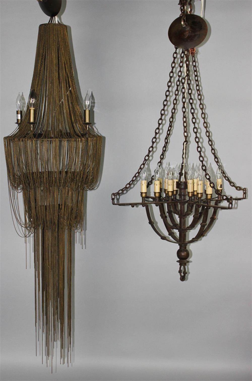 Appraisal: TWO ARTERIORS CHANDELIERS MAXIM AND MONTEGO IN THE GOTHIC TASTE