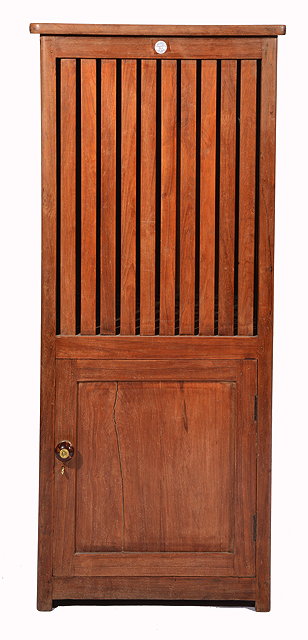 Appraisal: AN INDIAN TEAK DHOBI OR LAUNDRY BASKET the upper section