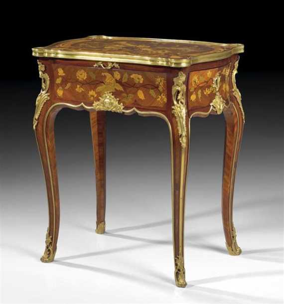 Appraisal: SMALL DESK A FLEURS Louis XV stamped G FEILT Gaspar