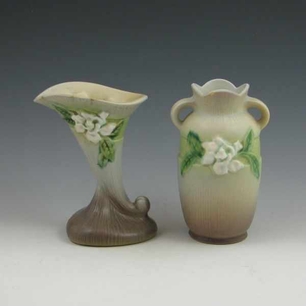 Appraisal: Roseville Gardenia - '' vase and - '' cornucopia Both