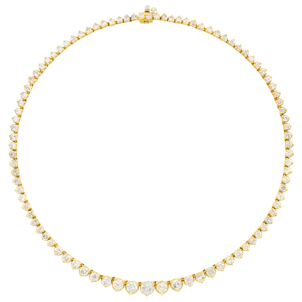 Appraisal: Gold and Diamond Necklace kt one round diamond ap ct