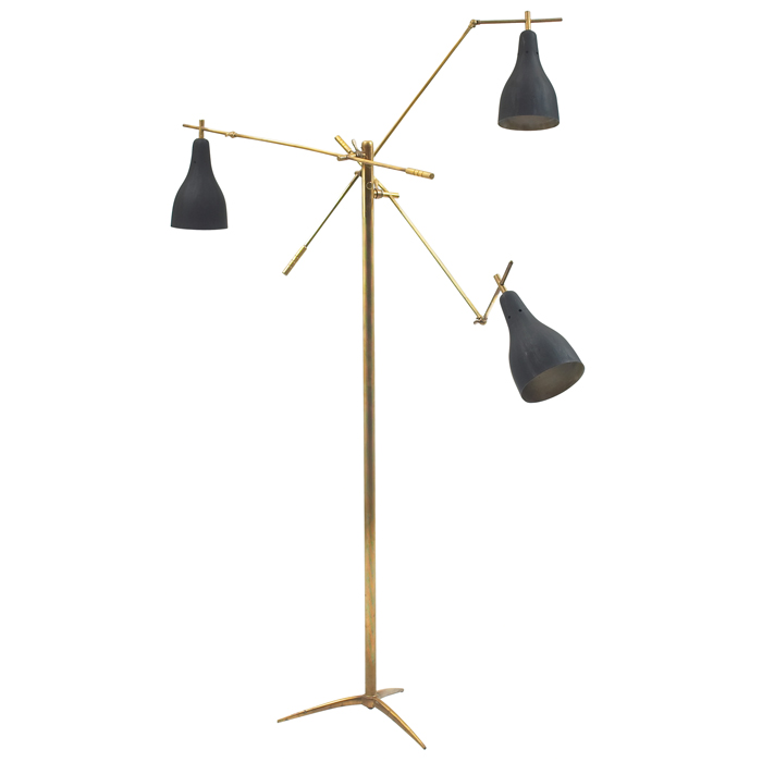 Appraisal: Italian triennale floor lamp solid brass three arms with adjustable