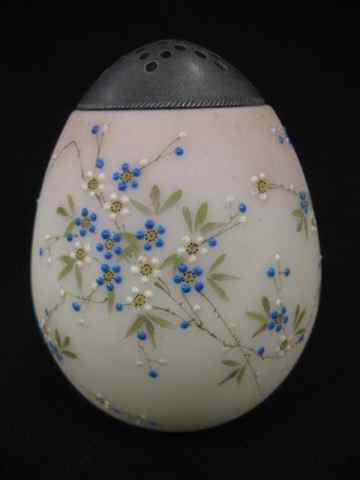 Appraisal: Mt Washington Art Glass Muffineer orSugar Shaker enameled floral pewter