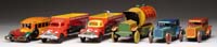 Appraisal: LOT OF SIX TIN VEHICLES Two Cortland Black Diamond Coal