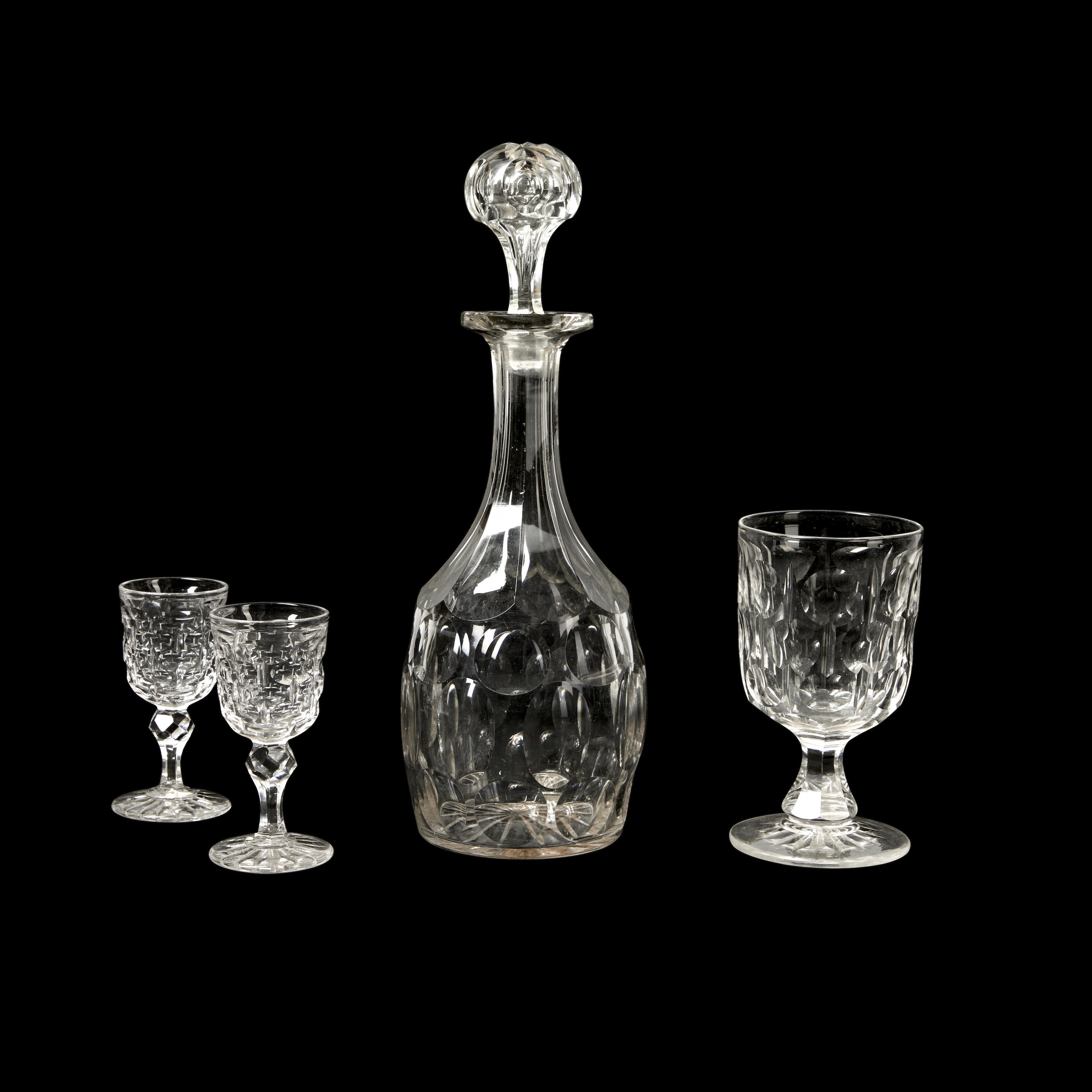 Appraisal: Nine Pieces of Colorless Cut Glass including stemware and a