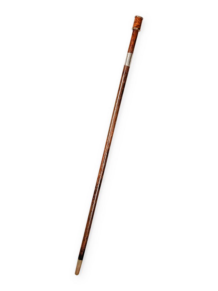 Appraisal: A Victorian Silver-Mounted Partridge Wood Smoker's 'System' Walking Stick A