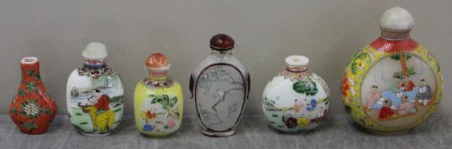 Appraisal: Antique Vintage Chinese Snuff Bottle Lot Includes Peking glass snuff