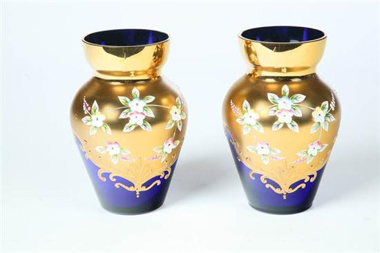 Appraisal: PAIR OF VASES Czechoslovakia early th century Cobalt glass vases