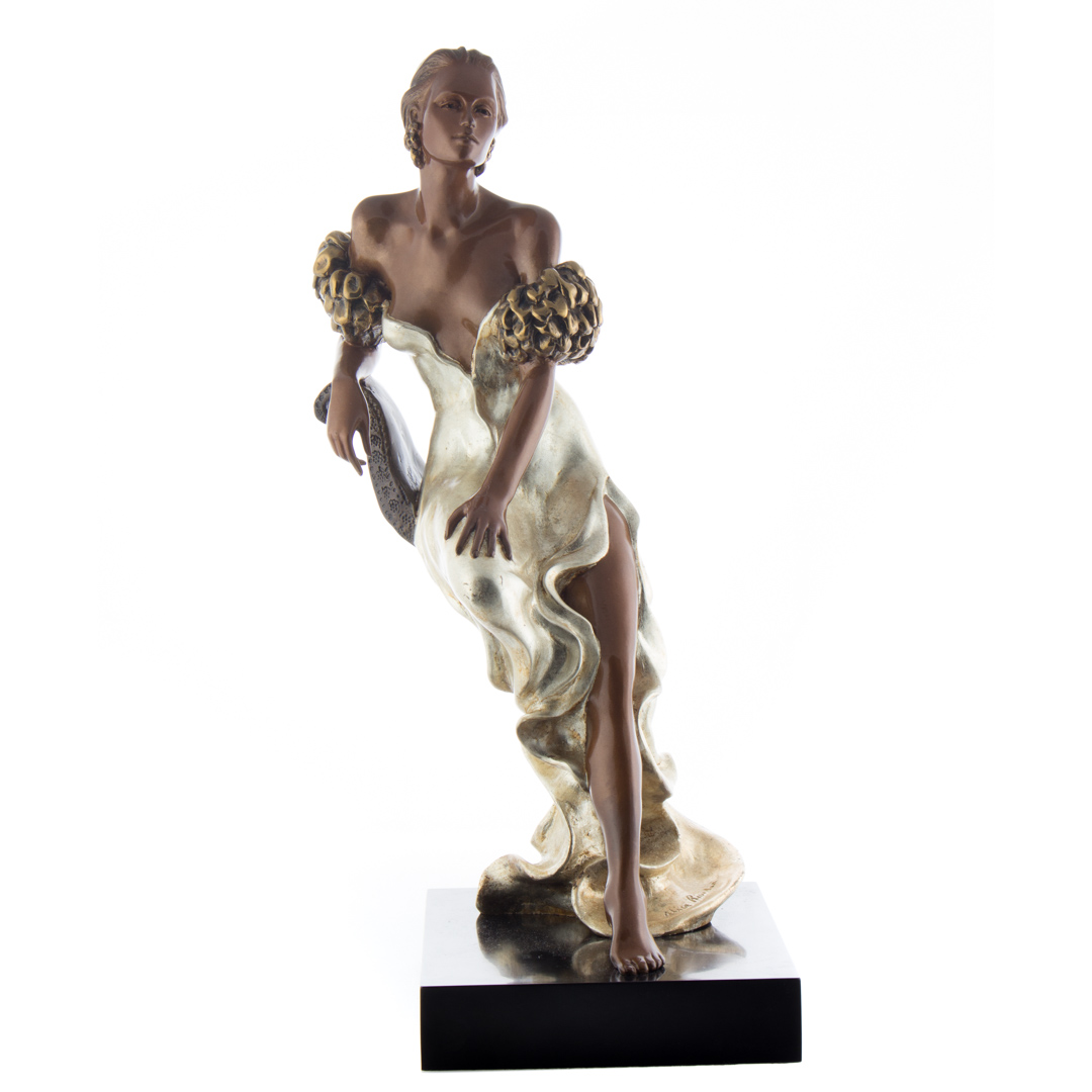 Appraisal: Alice Riordan Evening polychromed bronze American Contemporary Painted bronze of