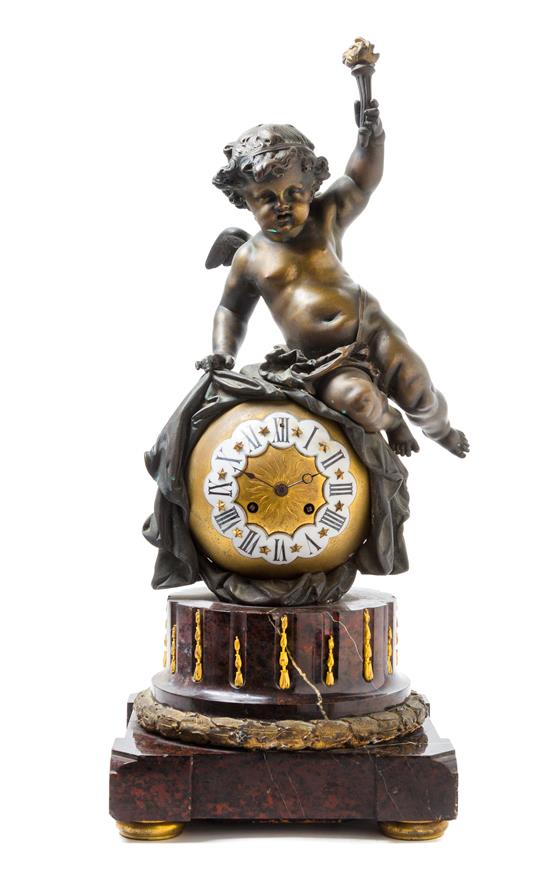 Appraisal: Sale Lot A Continental Cast Metal and Marble Figural Clock