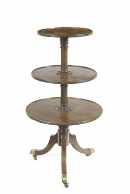 Appraisal: A Regency mahogany dumb waiter having three reeded edge dished