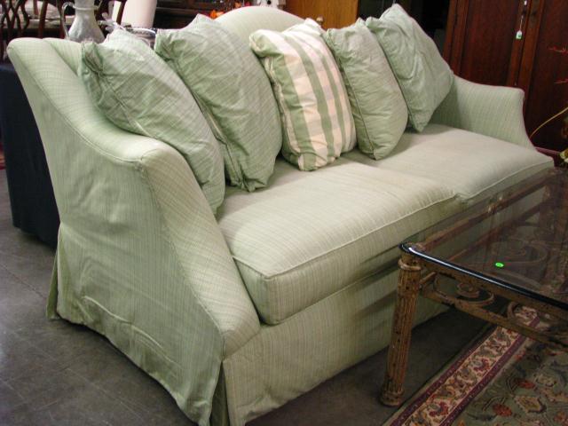 Appraisal: Century Furniture Moss Green Sofa '' long two cushion