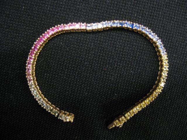 Appraisal: Rainbow Sapphire Line Bracelet gorgeous stones totaling carats in k